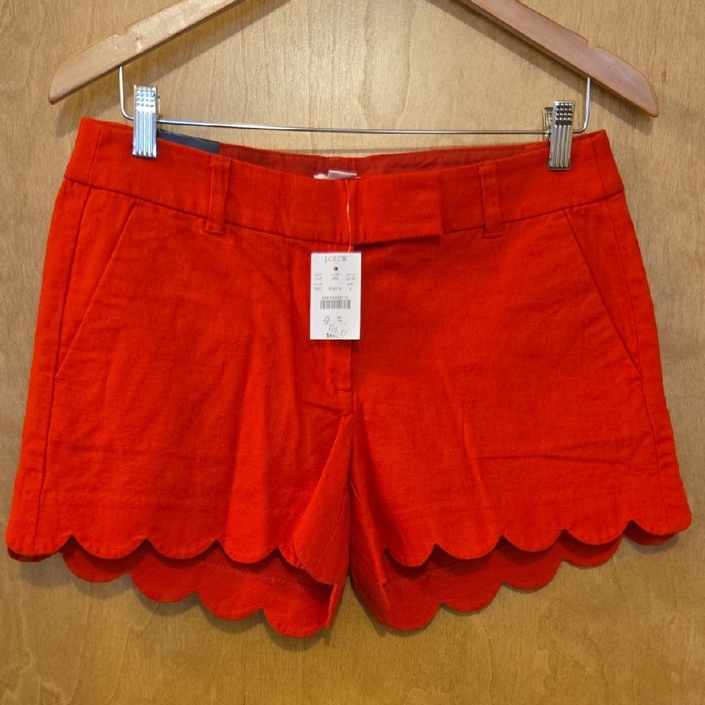J. Crew Red Linen Scalloped Shorts NWT - Picture 6 of 6